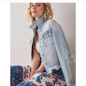 Charlie Paige Distressed Levi faded crop Jacket